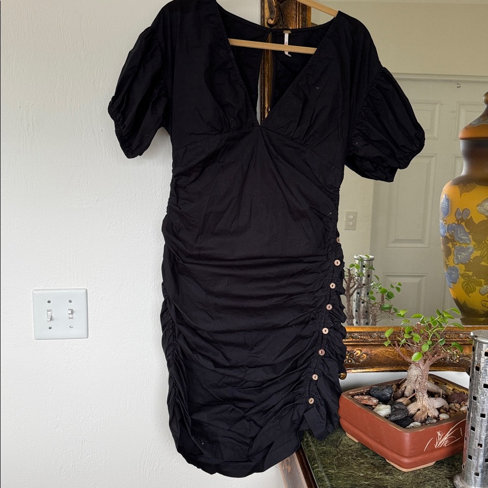 Free People Black Ruched Dress